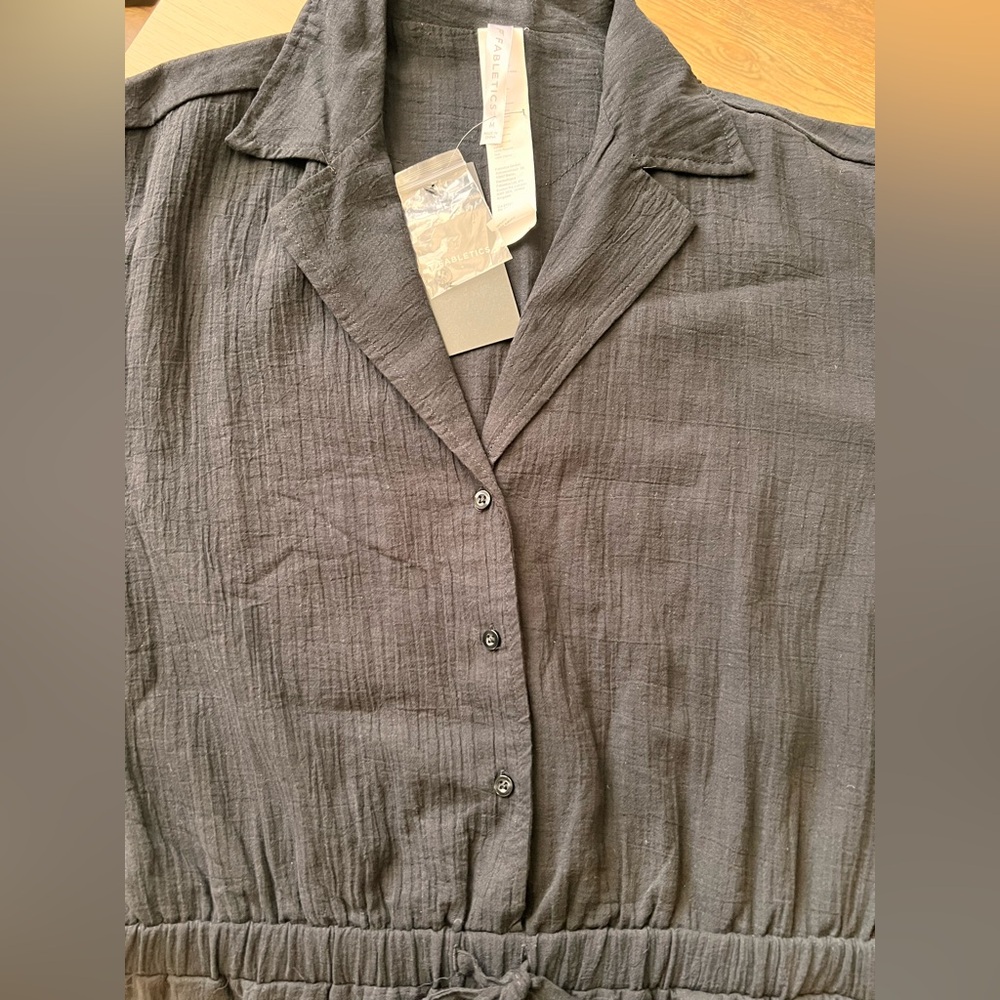 Fabletics Black Cotton Gauze Romper M Relaxed Fit Casual Summer NWT - Picture 5 of 16